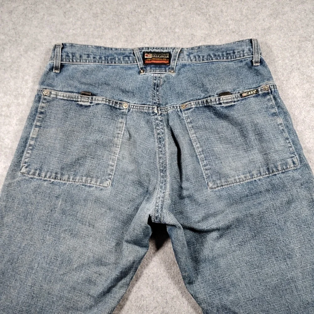 Vintage Cars Jeans Mens 32x33 Blue Medium Wash Utility Double Knee Straight Leg